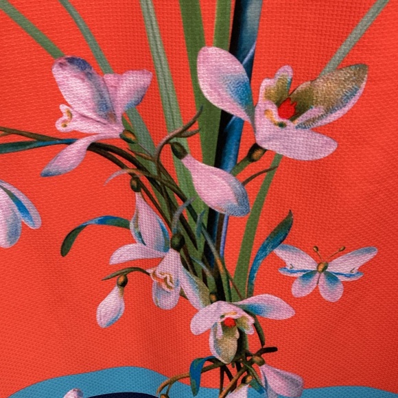 Ted Baker Dress Size 4 (8-10) EUC Lined Orange Gold back zipper - Picture 2 of 9